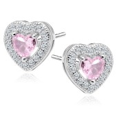 Cercei argint cu inima roz DiAmanti Z0760ER_LP-DIA Cercei argint cu inima roz DiAmanti Z0760ER_LP-DIA